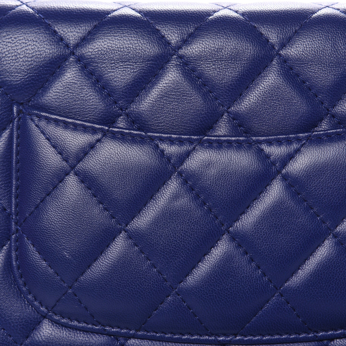 Lambskin Quilted Wallet On Chain WOC Blue