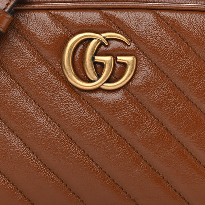 Gucci Glazed Calfskin Matelasse Diagonal Mini GG Marmont Chain Shoulder Bag Cuir 7 of 9
