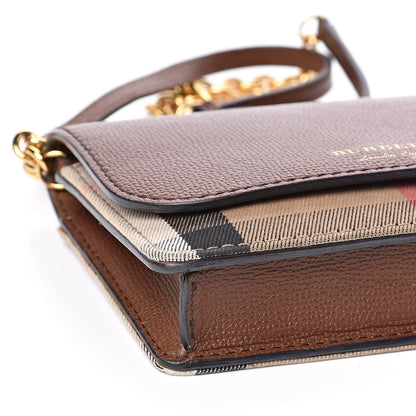 Burberry Derby Calfskin House Check Wallet On Chain Brown 7 of 9