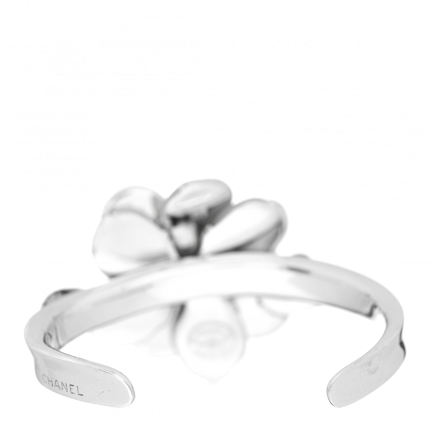 Sterling Silver Mother of Pearl Camellia Flower Cuff Bracelet