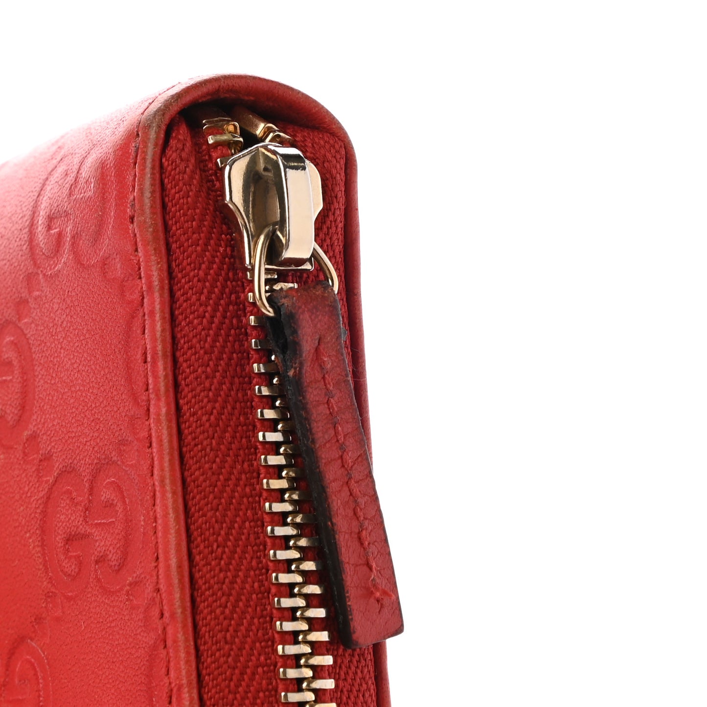 Guccissima Vitello Tender Zip Around Wallet Sporting Red