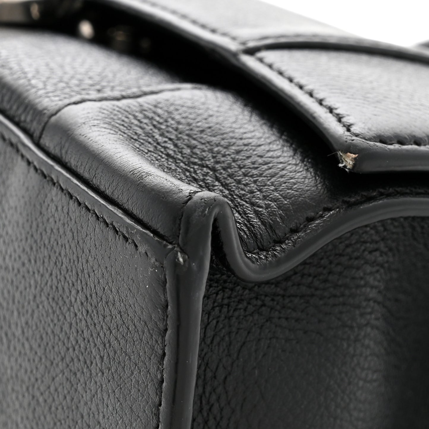 Grained Calfskin Small Hourglass Top Handle Bag Black