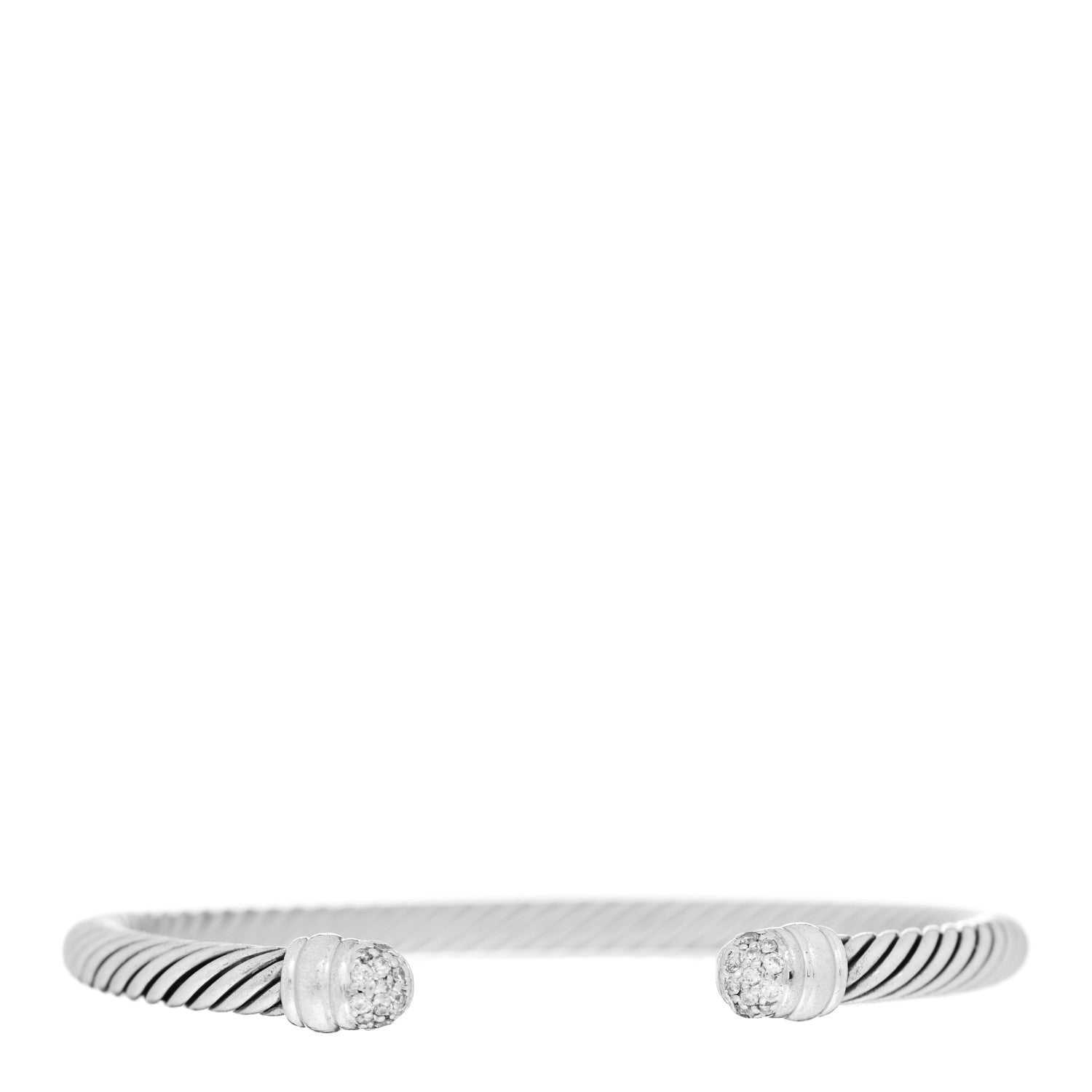 David Yurman Sterling Silver 18K White Gold Diamond 5mm Cable Classics Bracelet 1 of 4