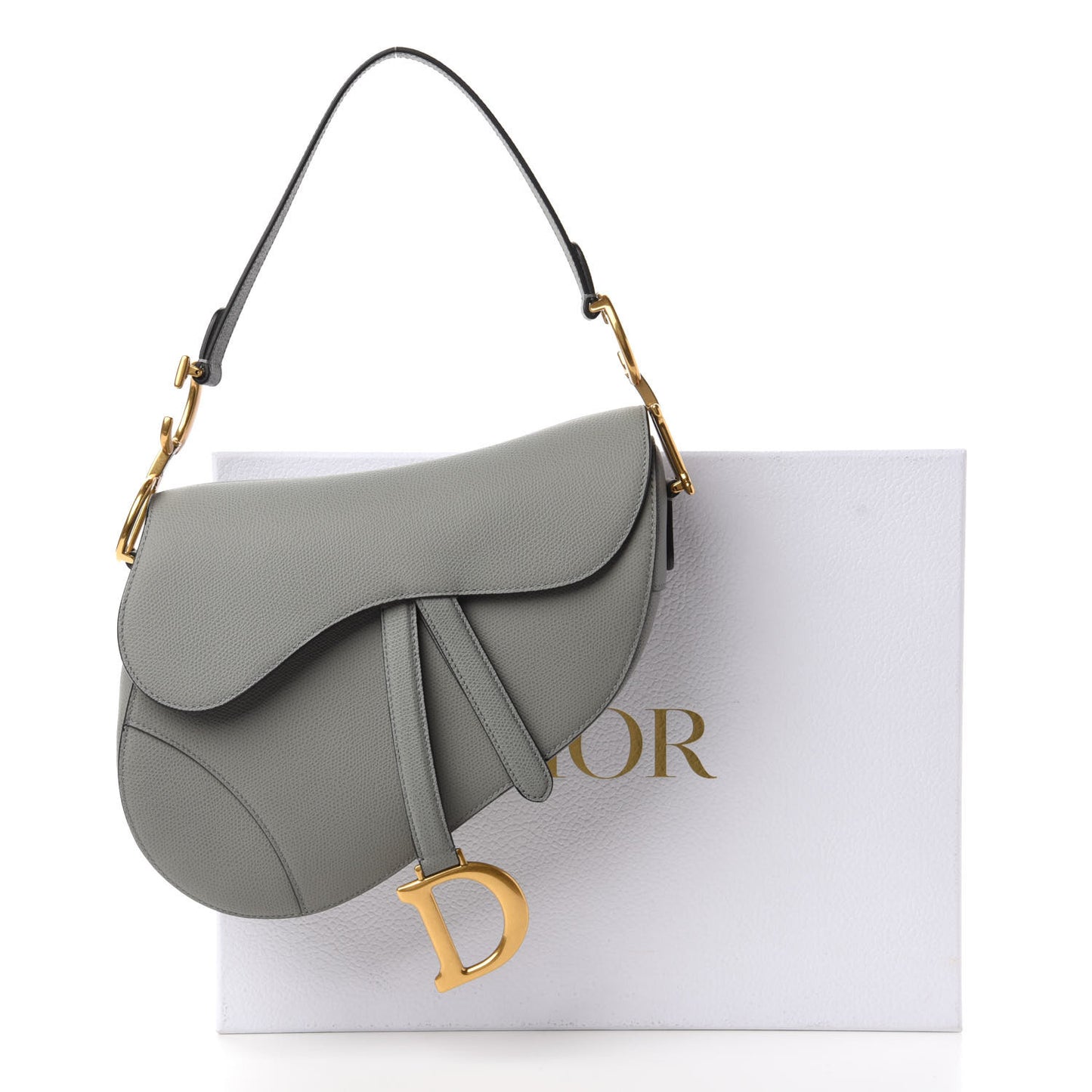 Grained Calfskin Saddle Bag Grey