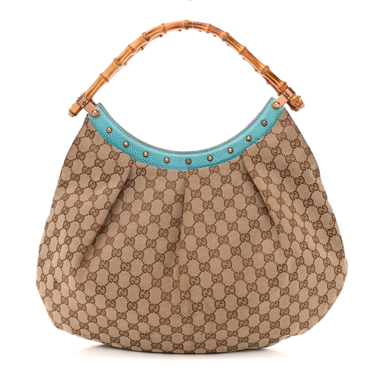Monogram Bamboo Top Handle Bag Turquoise