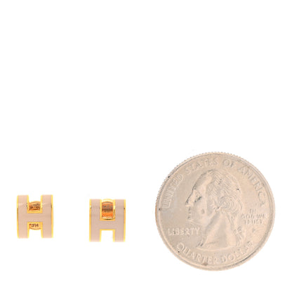 Hermes Gold Lacquered Mini Pop H Earrings Marron Glace 2 of 6