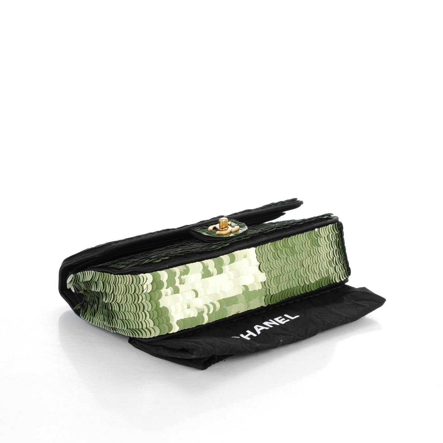 Chanel Satin Sequin Medium Paris Shanghai Double Flap Green 5 of 8