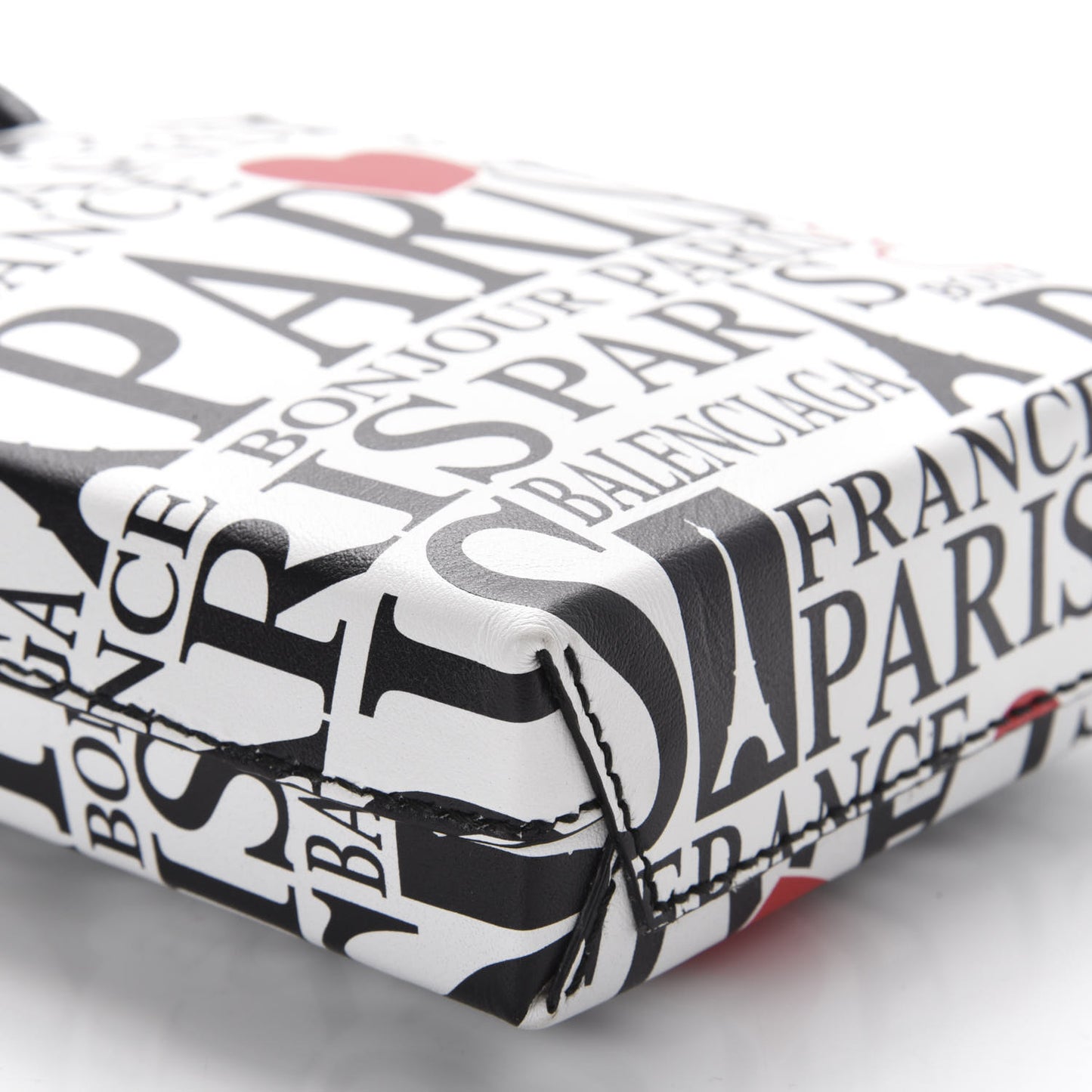Calfskin Bonjour Paris Print Shopping Phone Holder Bag Paris Bonjour