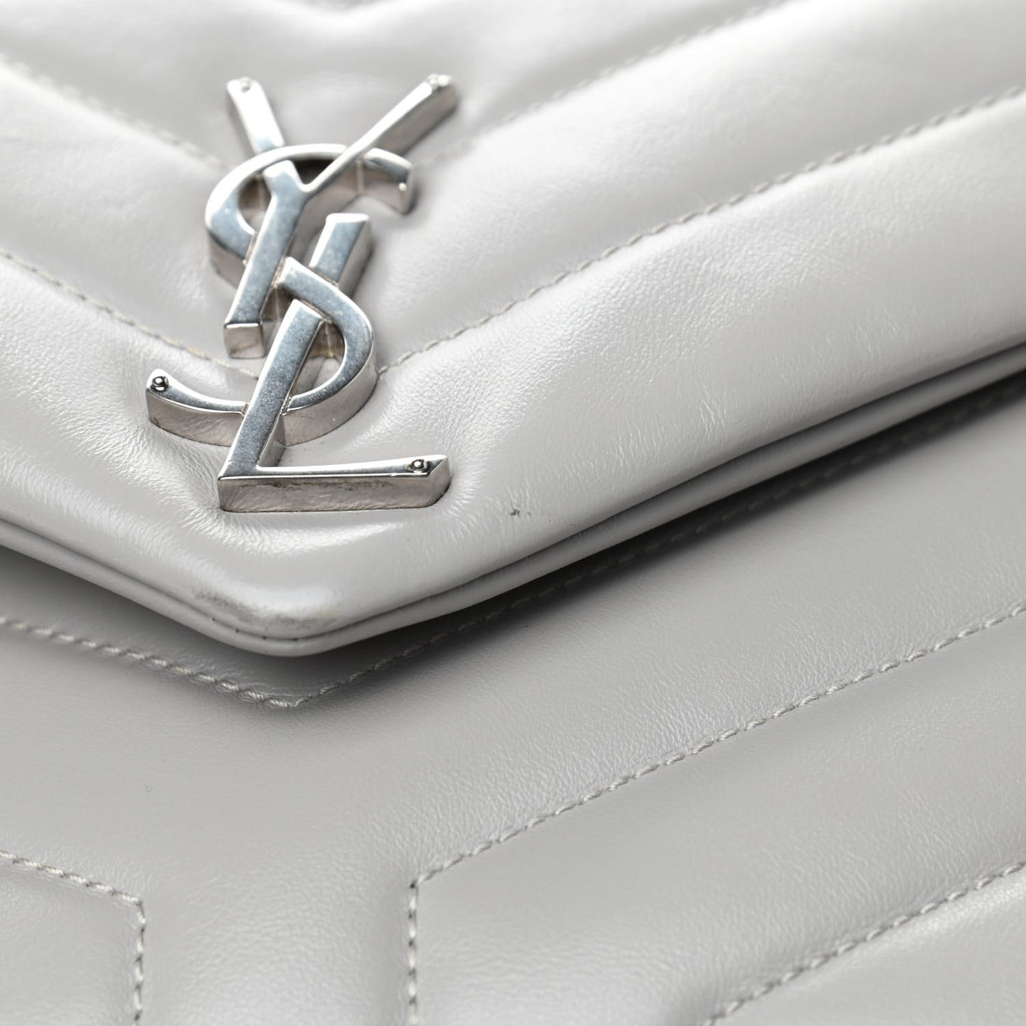 Calfskin Y Quilted Monogram Small Loulou Chain Satchel Granite