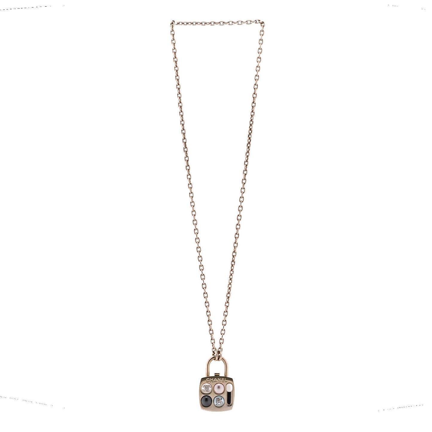 Pearl Resin Crystal CC No 5 Eyeshadow Pendant Necklace Multicolor