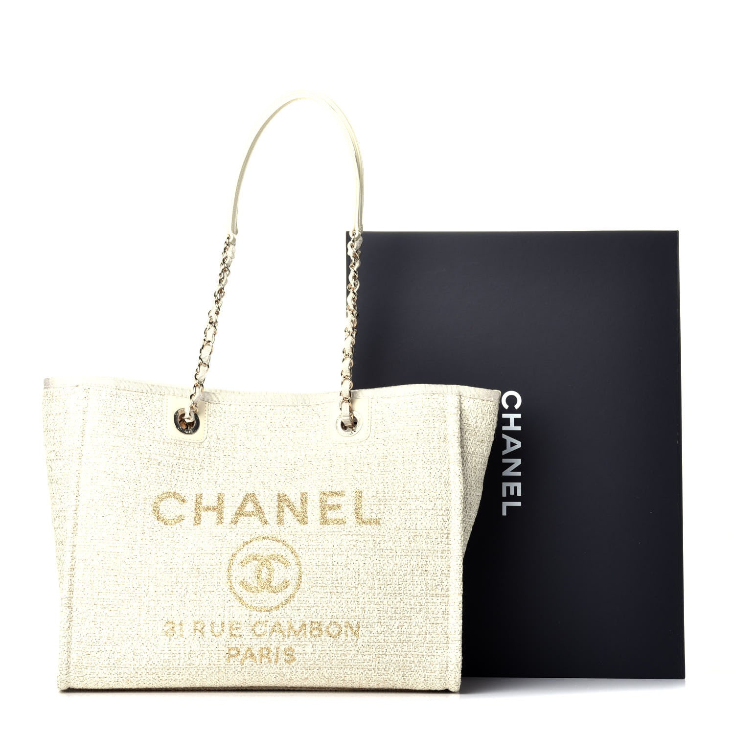 Chanel Lurex Boucle Small Deauville Tote Ivory 10 of 10