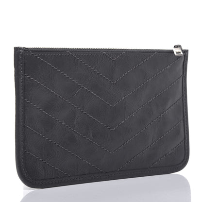 Saint Laurent Crinkled Calfskin Matelasse Monogram Niki Bill Pouch Storm 3 of 13