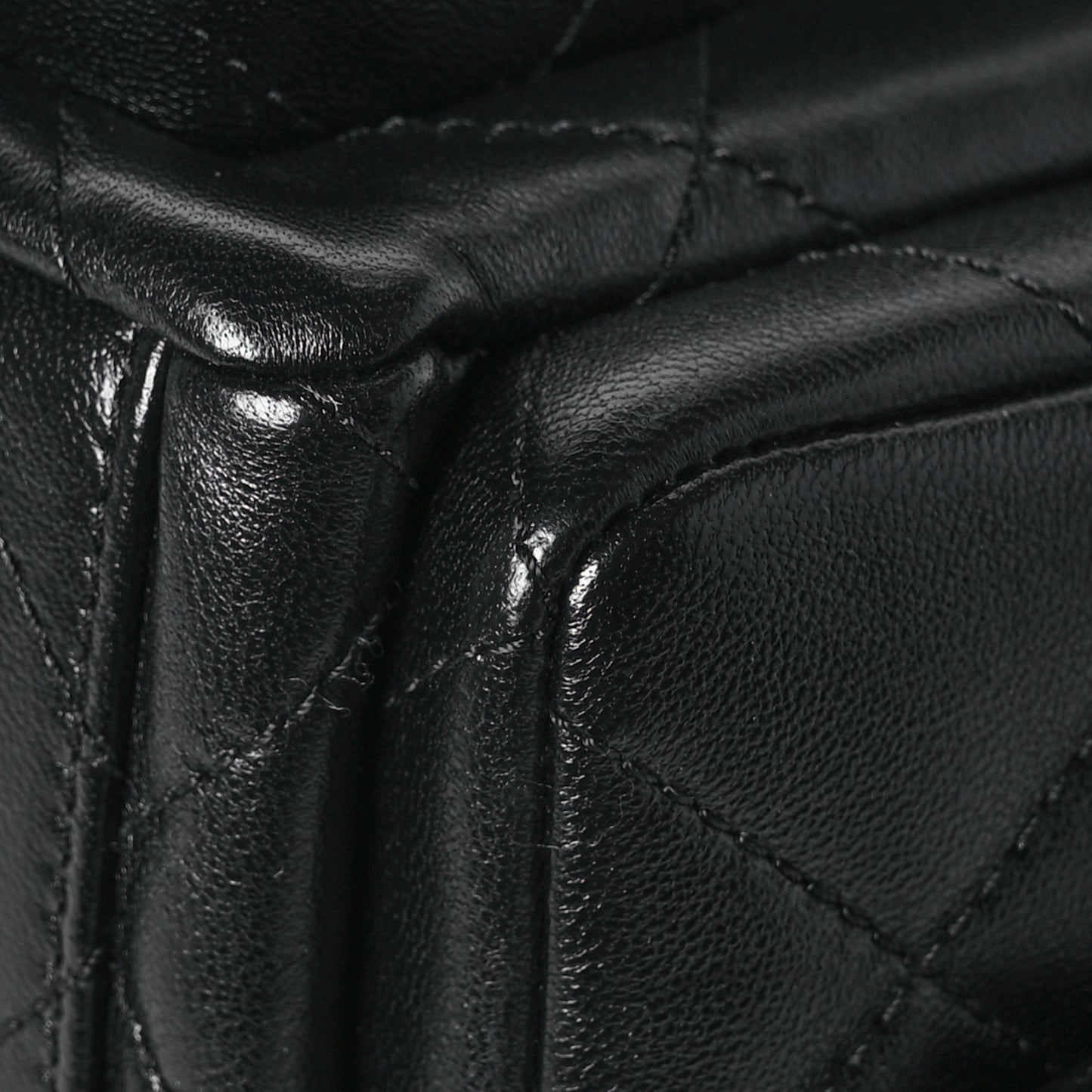 Shiny Lambskin Quilted Trendy Pockets Hobo Black