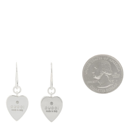Gucci Sterling Silver Trademark Heart Drop Earrings 2 of 5