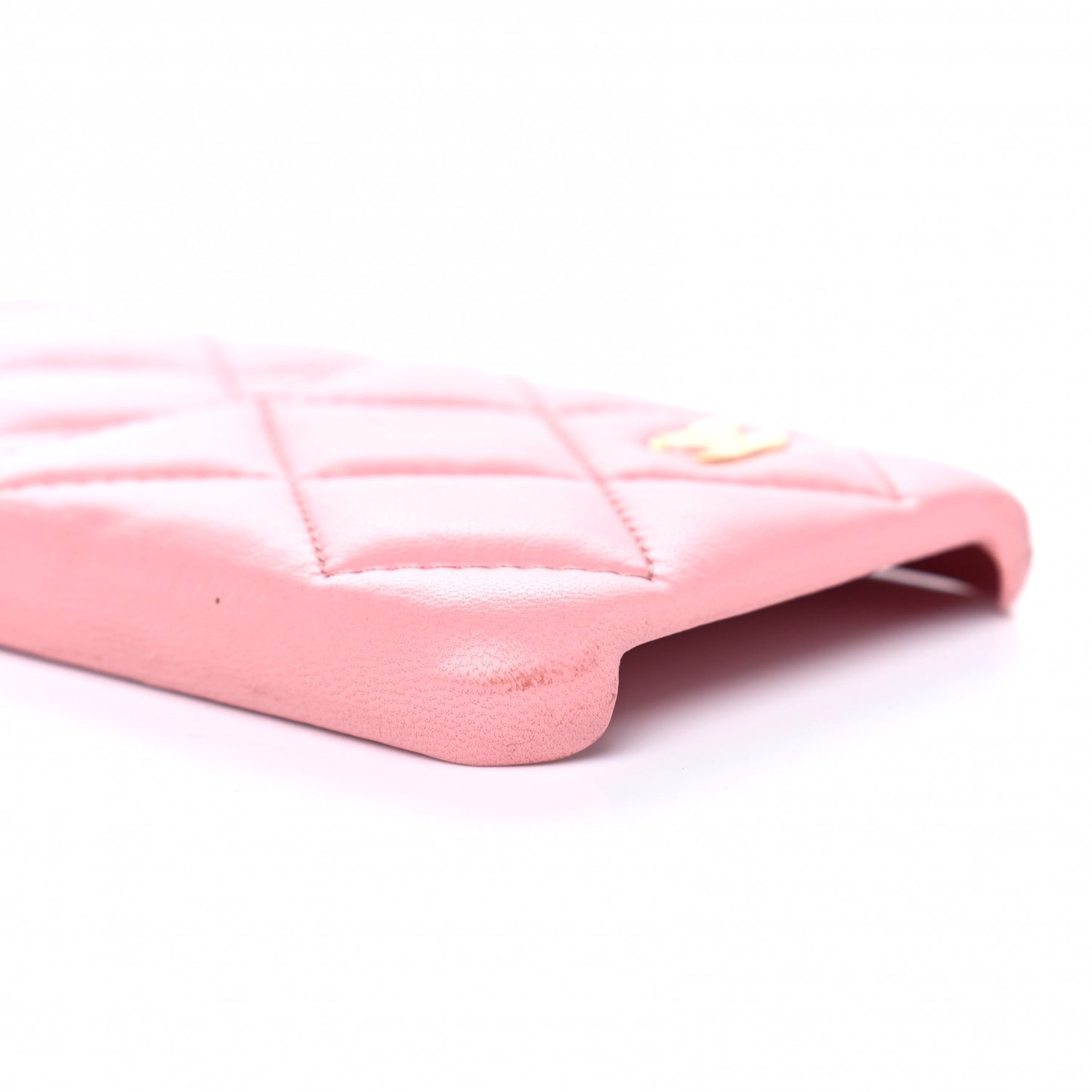 Lambskin Quilted iPhone X Coco Tech Case Pink
