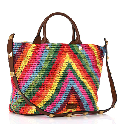 Valentino Garavani Raffia Calfskin Rockstud Summer Tote Multicolor 3 of 13