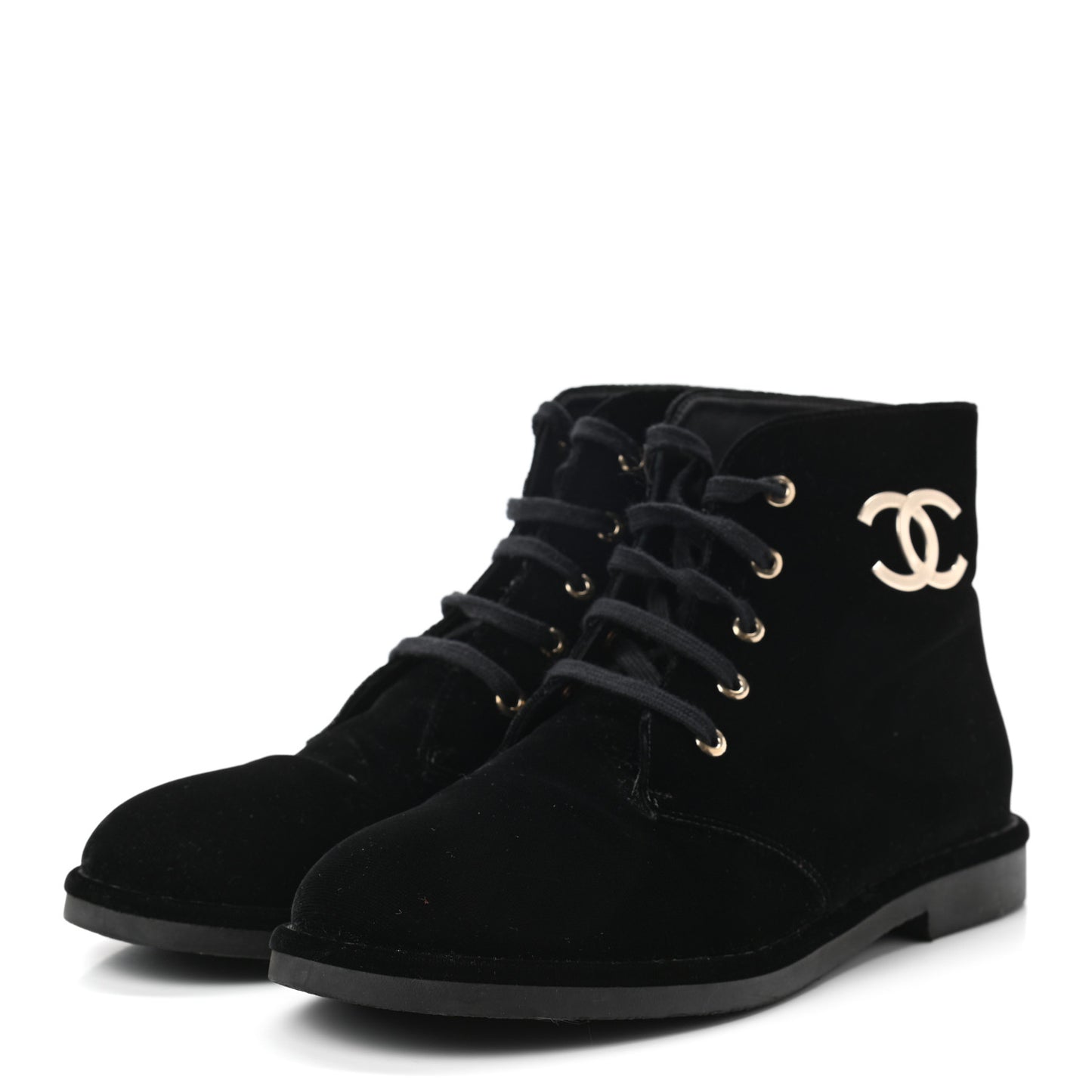 Velvet CC Lace Up Boots 38.5 Black