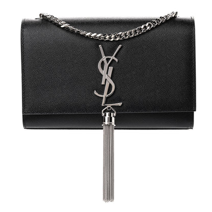 Saint Laurent Grain De Poudre Small Classic Monogram Kate Tassel Satchel Black 1 of 8