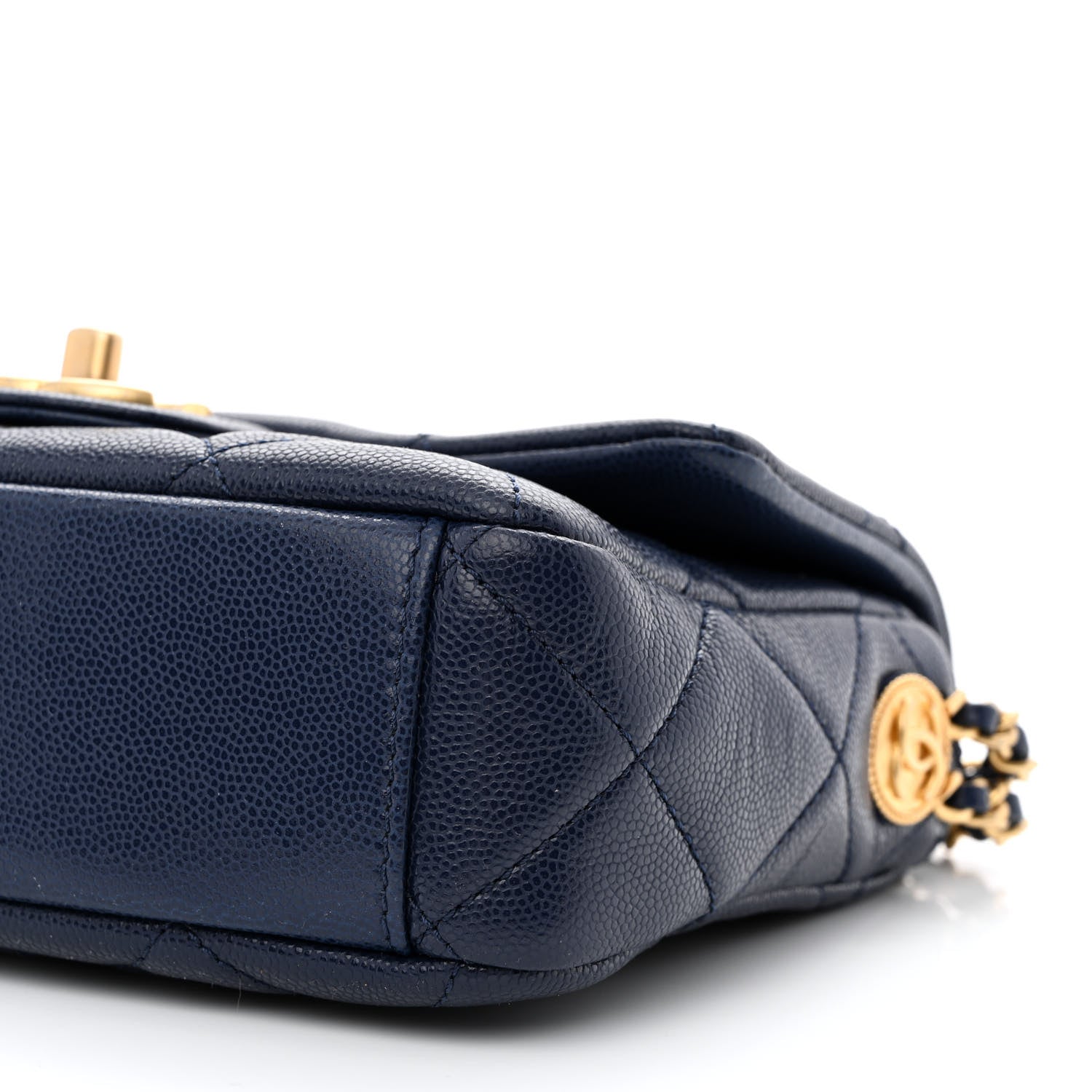Chanel Caviar Quilted Small Twist Your Buttons Flap Blue 10 of 12