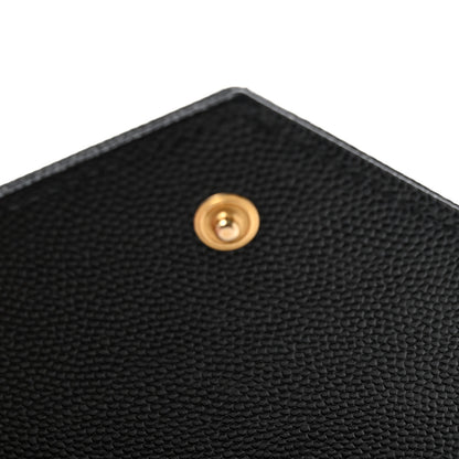 Saint Laurent Grain De Poudre Matelasse Chevron Small Monogram Envelope Wallet Black 9 of 11