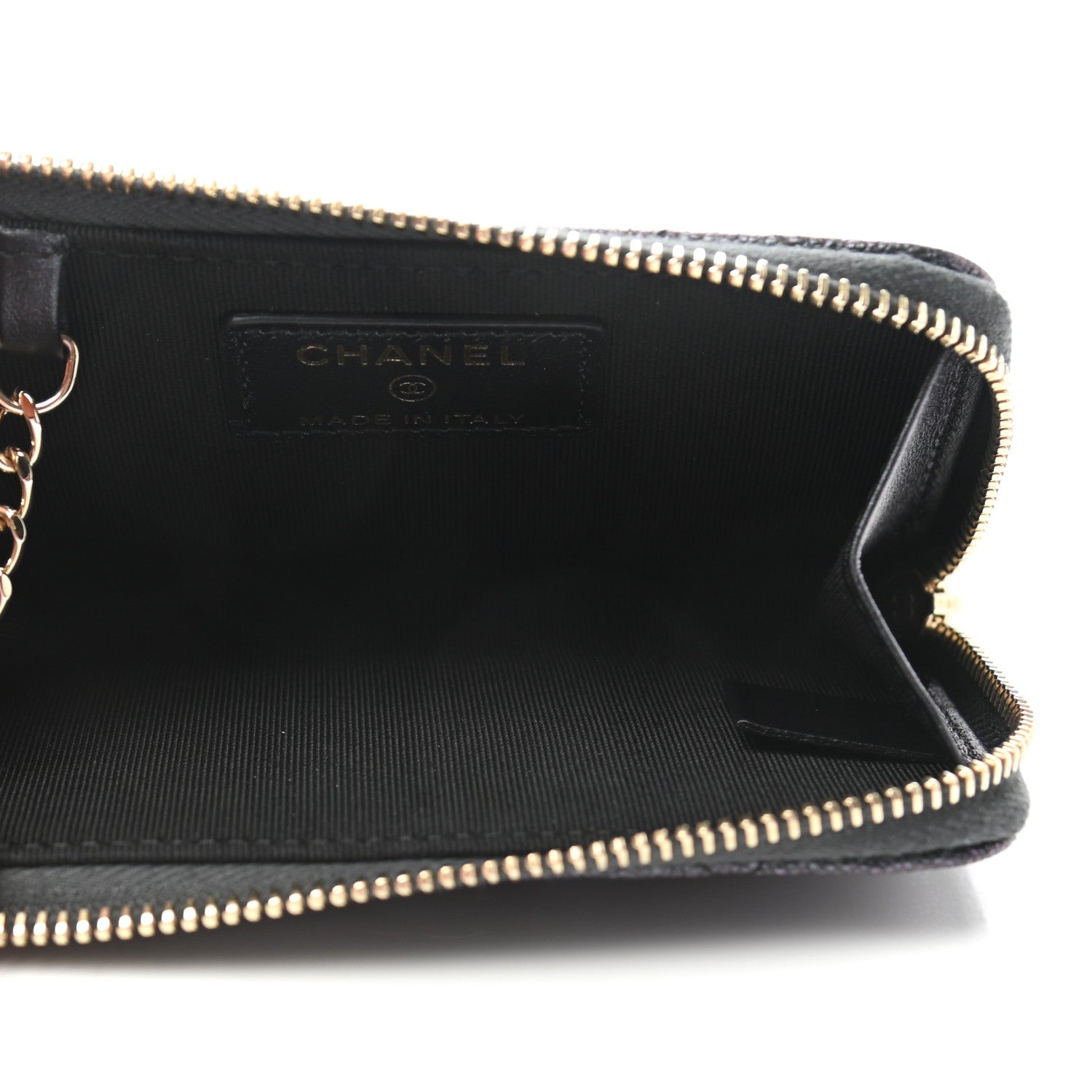 Chanel Iridescent Caviar Quilted Zipped Key Holder Case Black 5 of 8