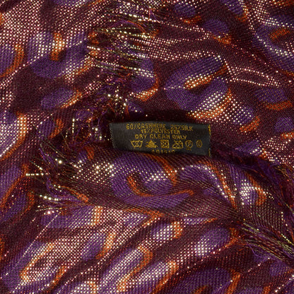 Louis Vuitton Cashmere Silk Leopard Etole Stole Disco Prune 7 of 7