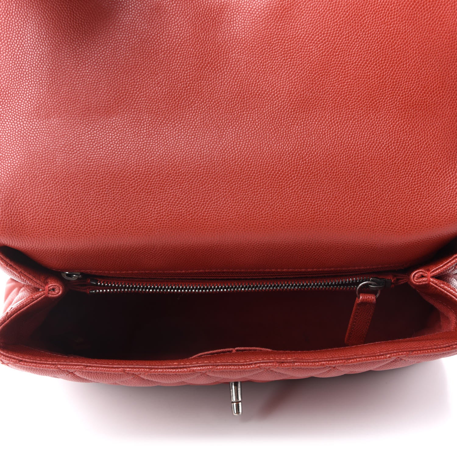 Chanel Caviar Quilted Small Coco Handle Flap Dark Red 5 of 12