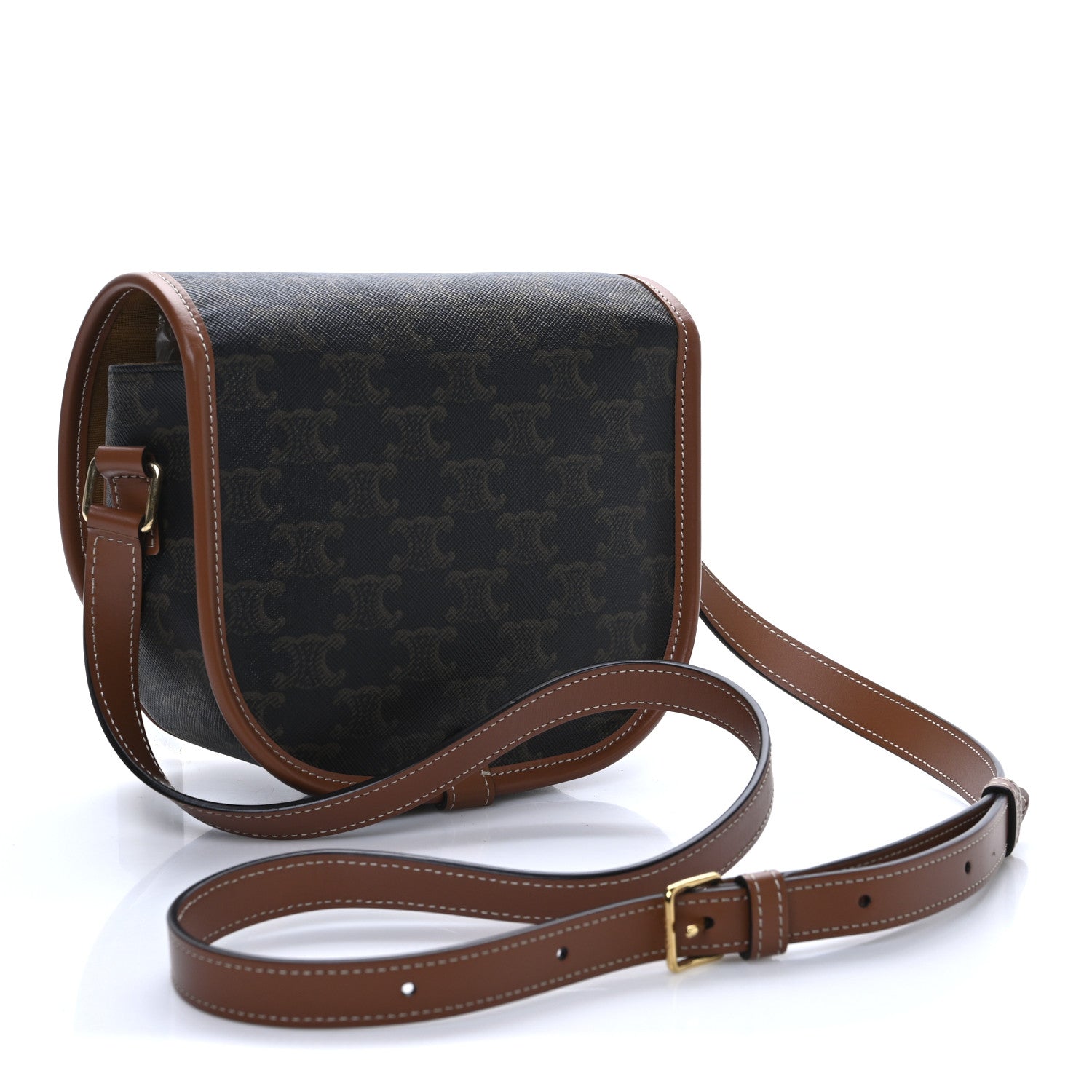 Celine Triomphe Canvas Medium Folco Bag Tan 3 of 9