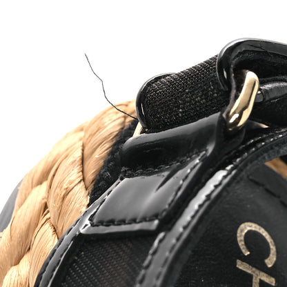 Chanel Mesh Patent Calfskin Velcro Dad Sandals 40 Black 11 of 14