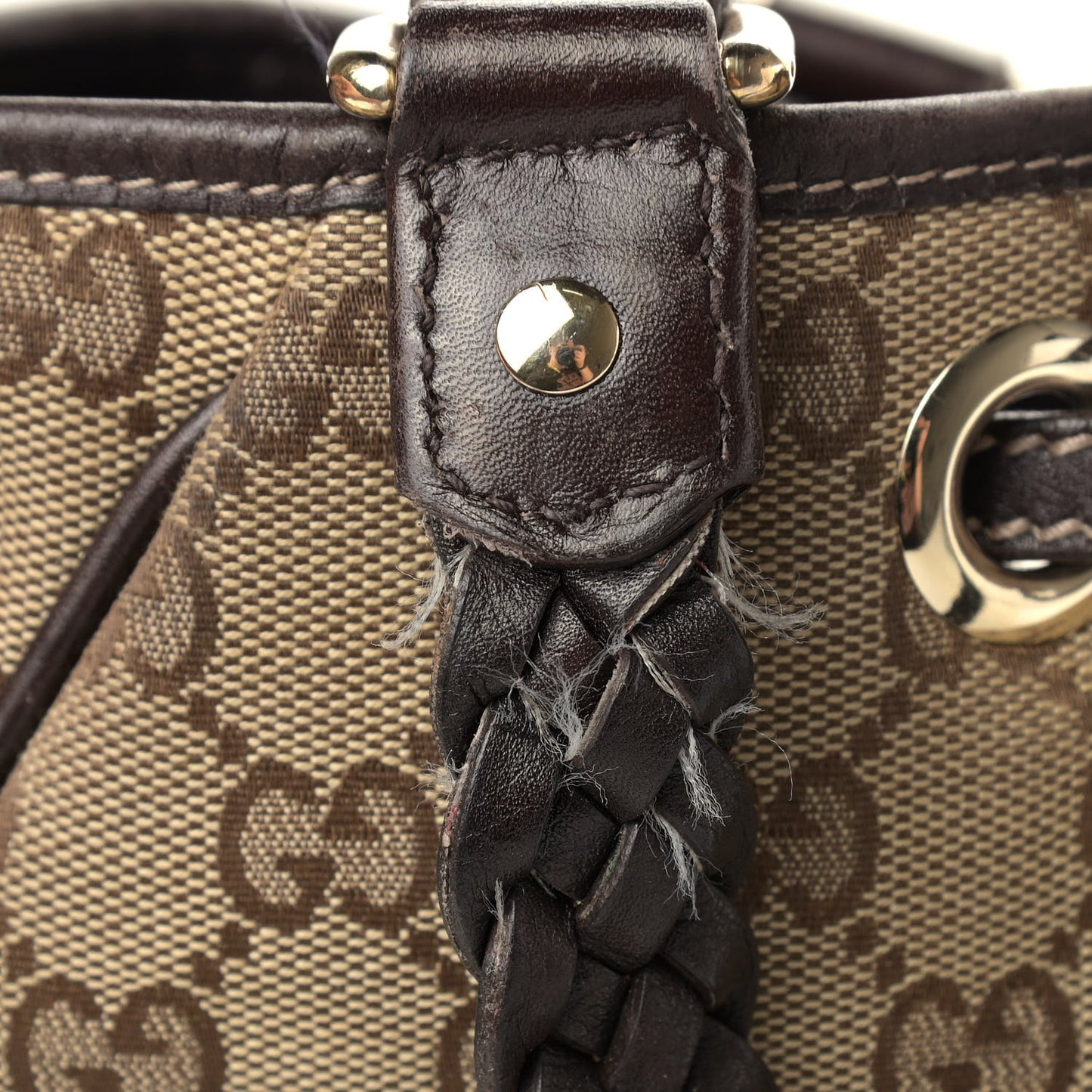 Monogram Peggy Braided Tote Dark Brown