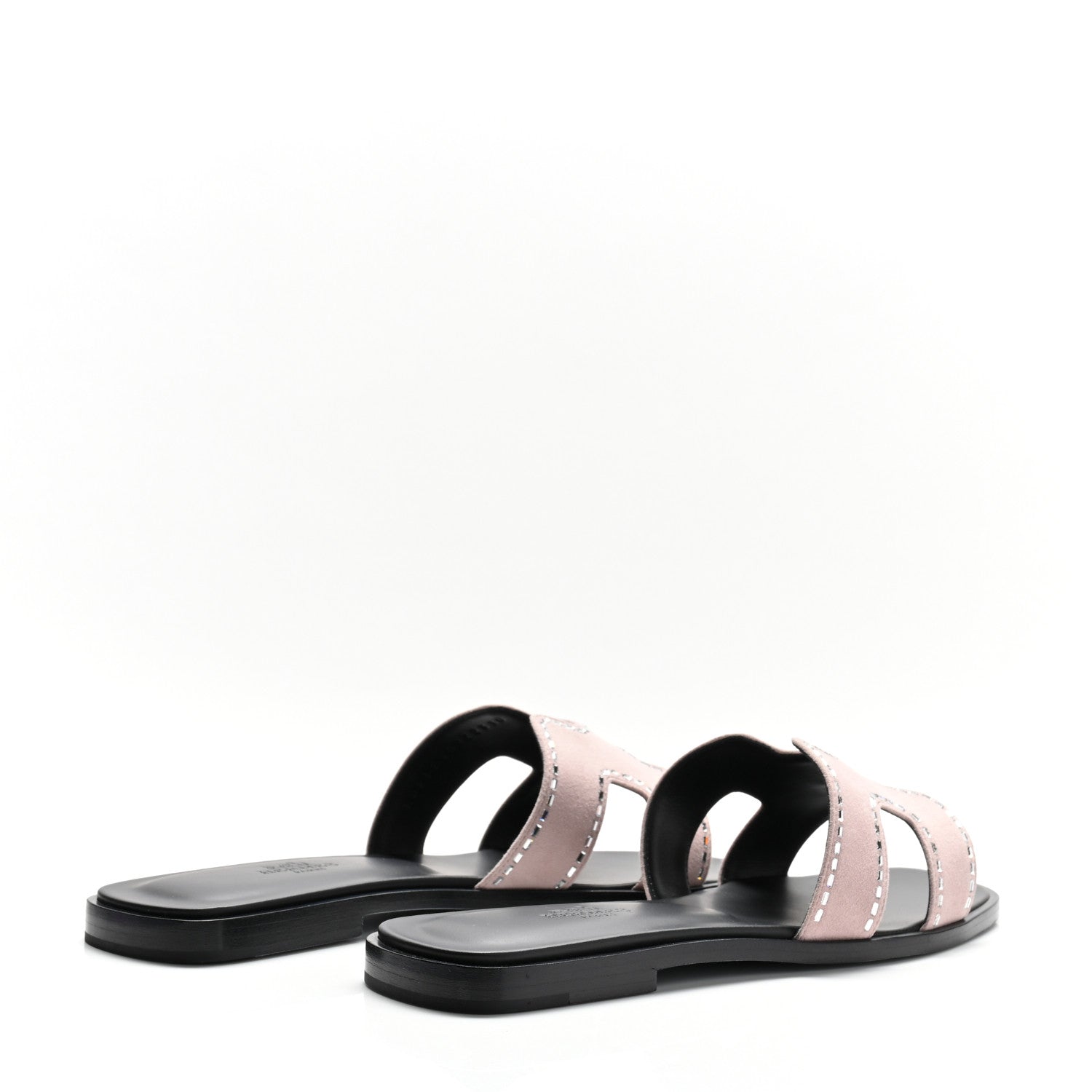 Hermes Suede Goatskin Crystal Embellished Oran Sandals 37 Rose Porcelaine 5 of 10
