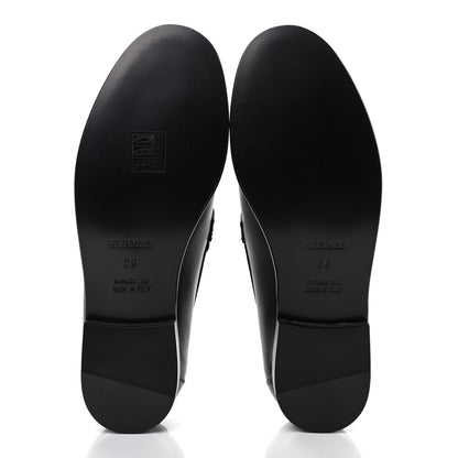 Hermes Calfskin Womens Destin Loafers 36 Black 5 of 9