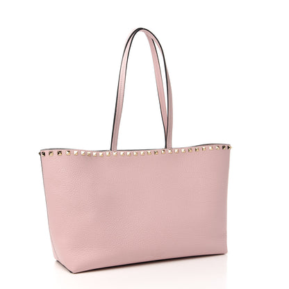 Valentino Garavani Grained Calfskin Small Rockstud Shoulder Tote Water Rose 3 of 9