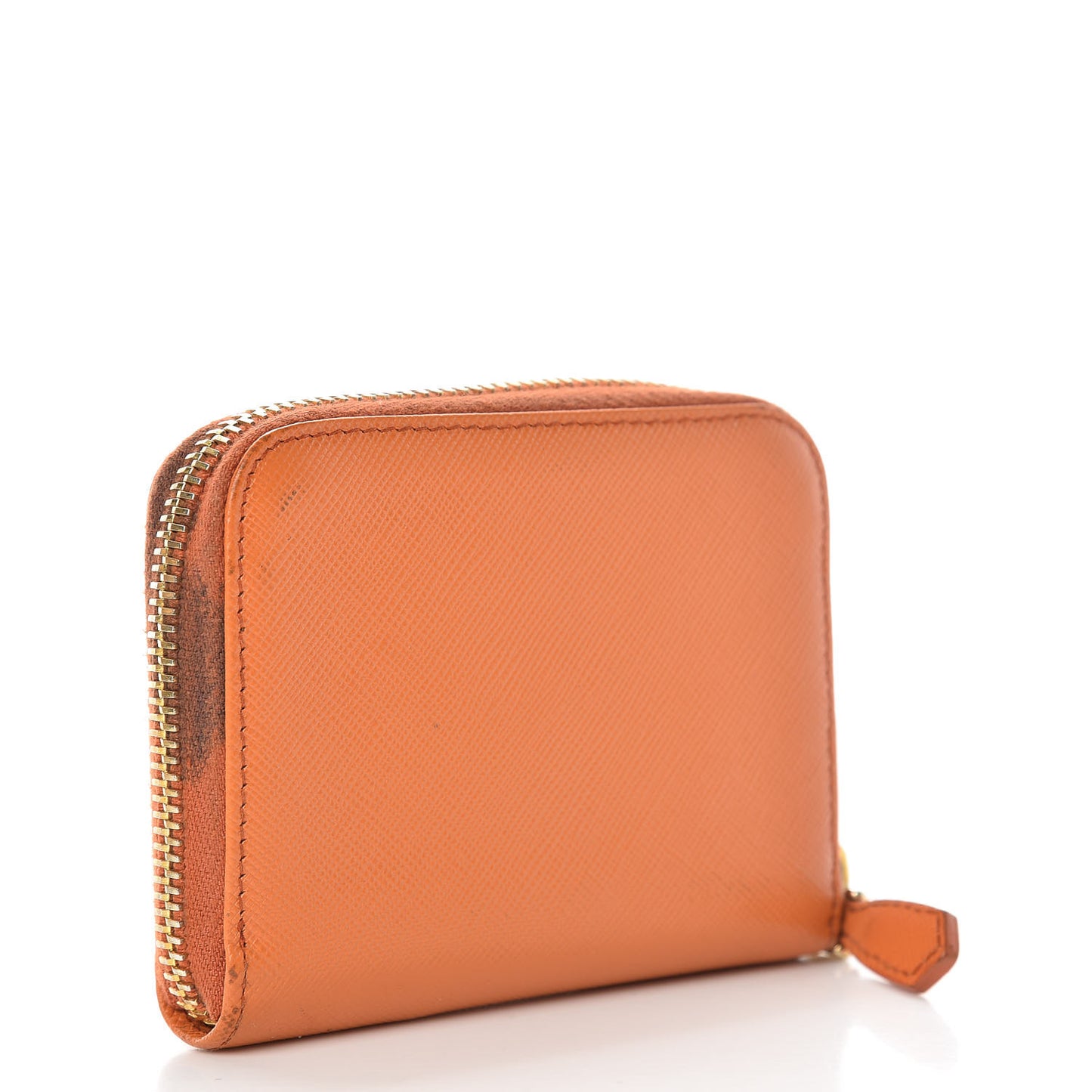 Saffiano Metal Zip Coin Purse Papaya