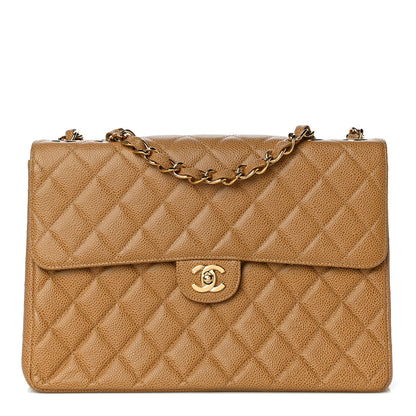 Chanel Caviar Quilted Jumbo Single Flap Beige 1 of 10