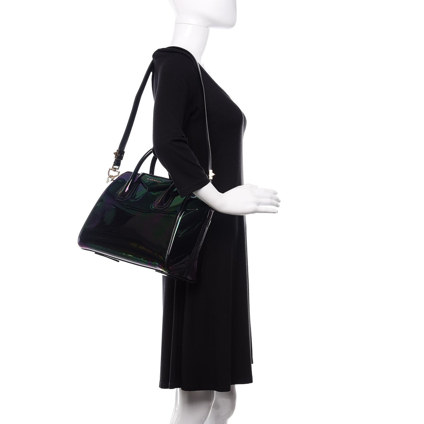Calfskin Oil Slick Small Antigona Black