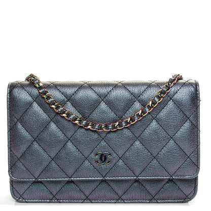 Chanel Iridescent Goatskin Quilted Wallet On Chain WOC Purple 1 of 8
