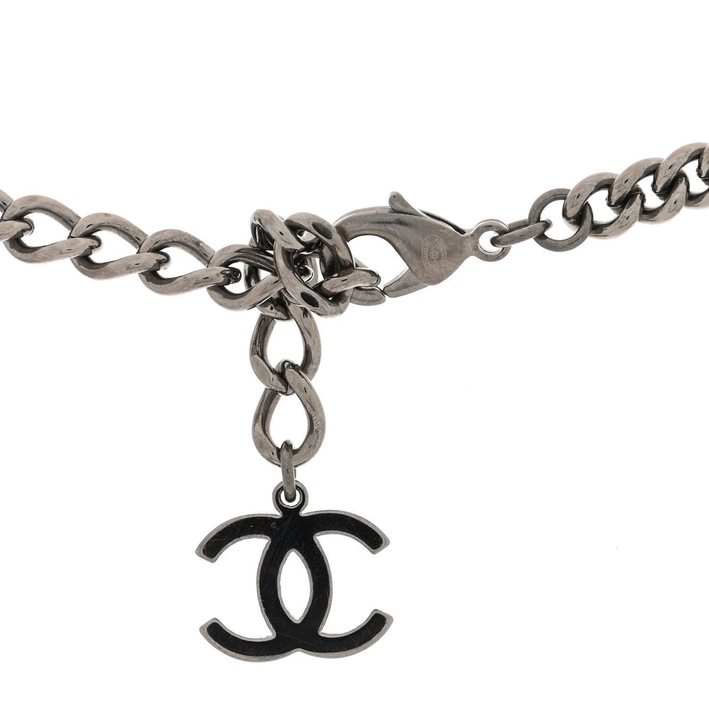Ruthenium Crystal Chain CC Lucky Charms Choker Silver