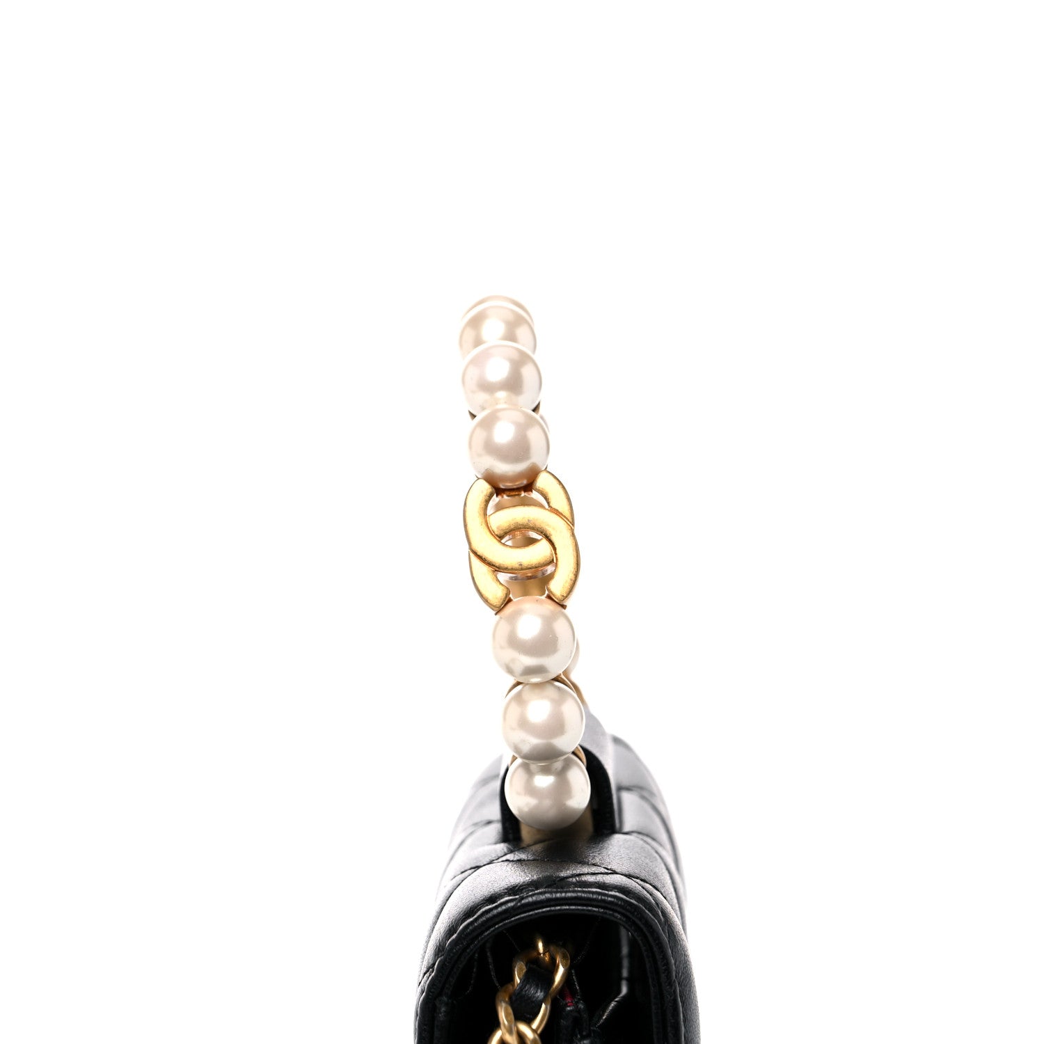 Chanel Lambskin Quilted Pearl Crown Clutch With Chain Black 12 of 13