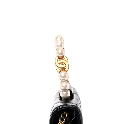 Chanel Lambskin Quilted Pearl Crown Clutch With Chain Black 12 of 13