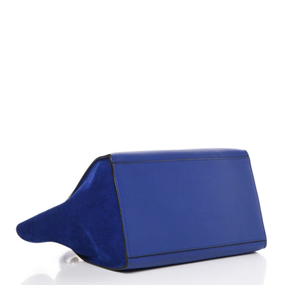 Celine Drummed Calfskin Suede Medium Trapeze Indigo 4 of 13