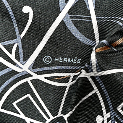 Hermes Silk Complication Equestre Scarf 90 Vert Anthracite Bleu Ardoise 4 of 5