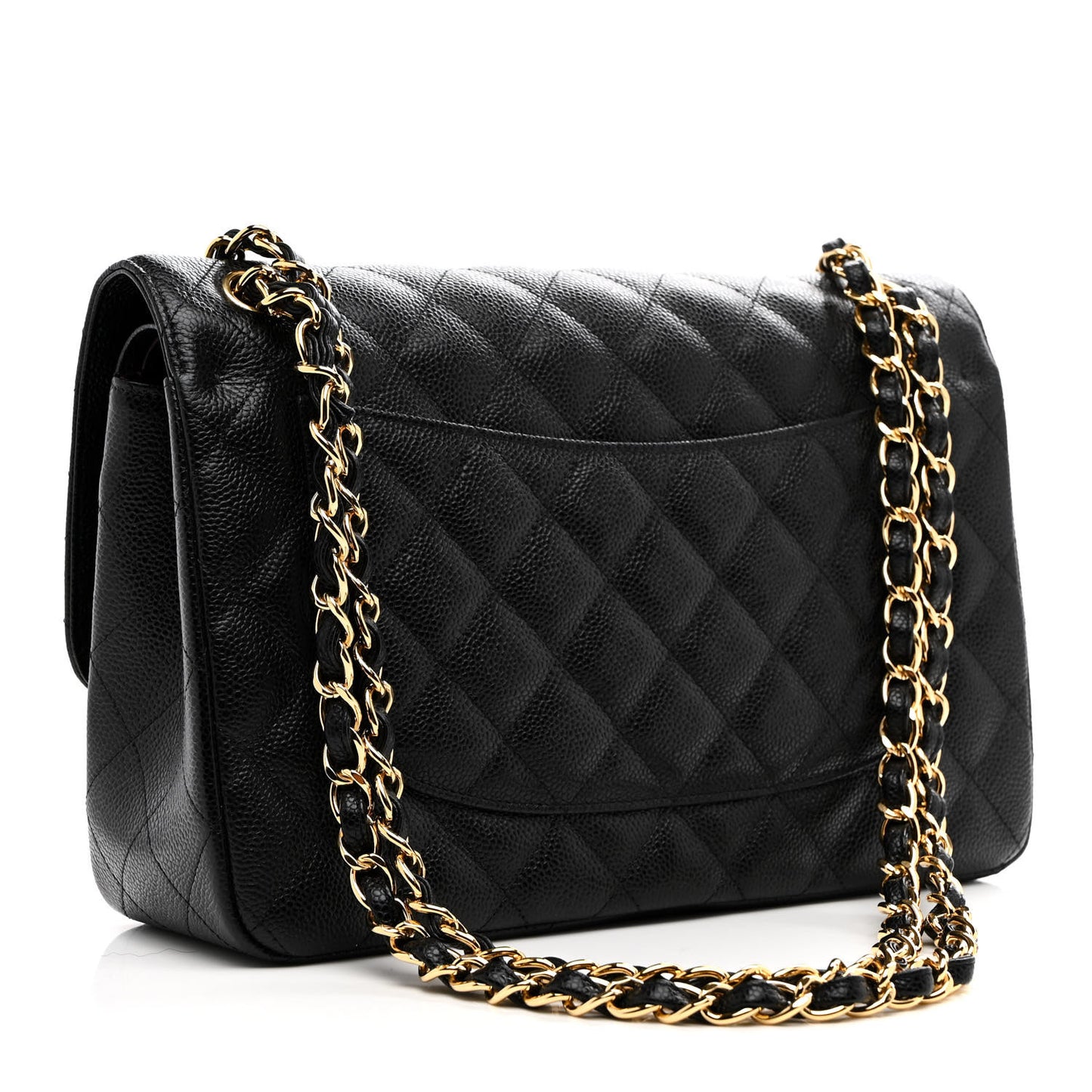 Caviar Quilted Jumbo Double Flap Black