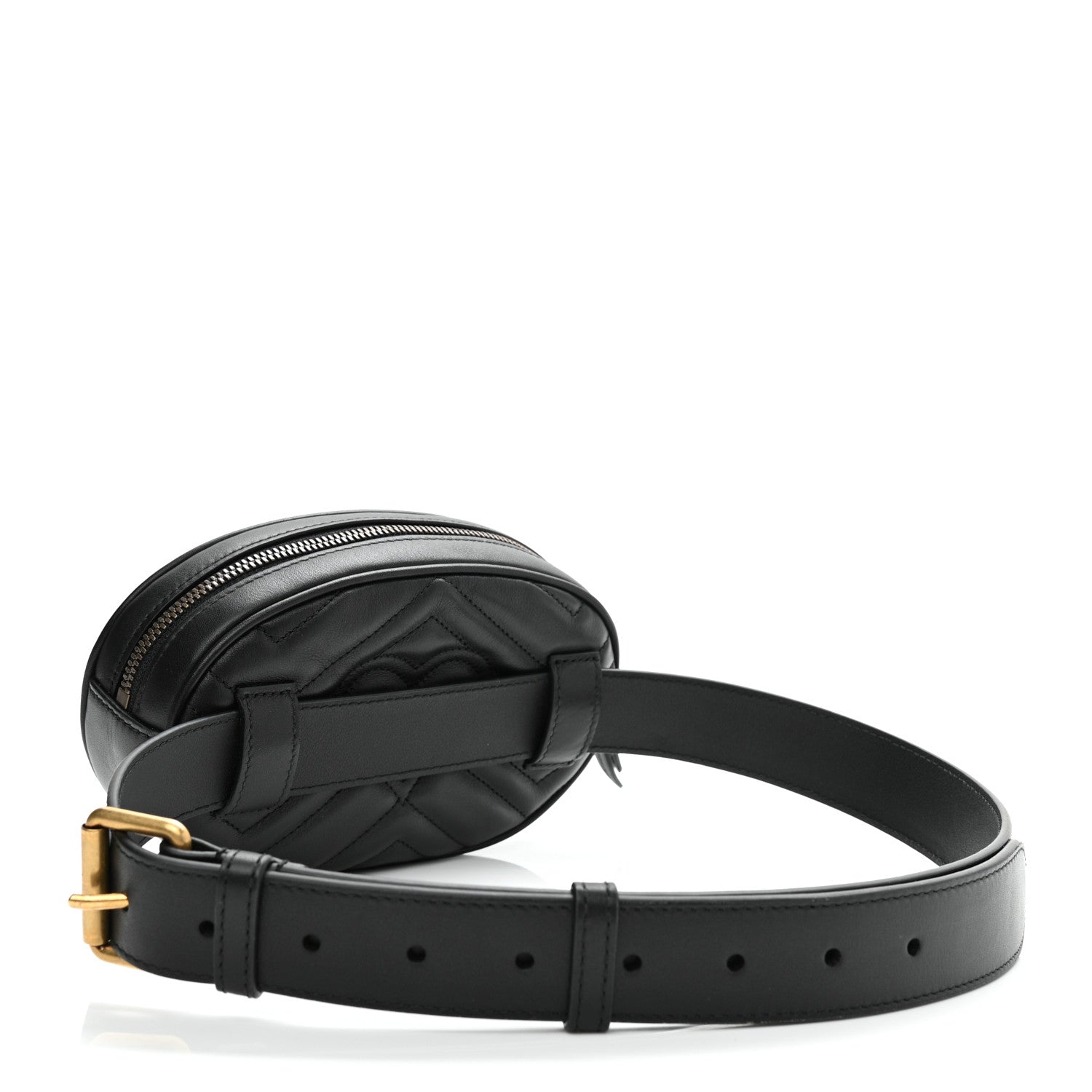 Gucci Calfskin Matelasse GG Marmont Belt Bag 85 34 Black 3 of 12