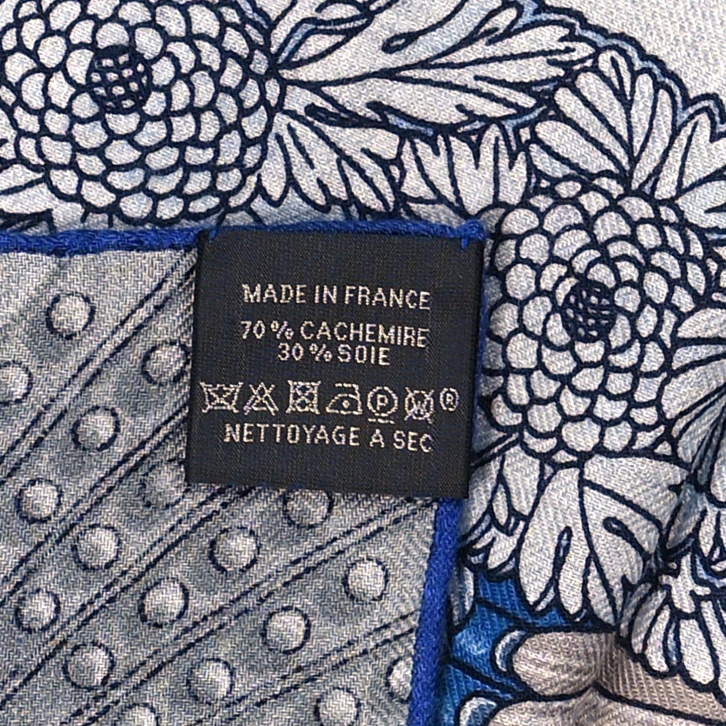 Cashmere Silk Parures De Samourais Shawl 140 Gris Chine Bleu Gris