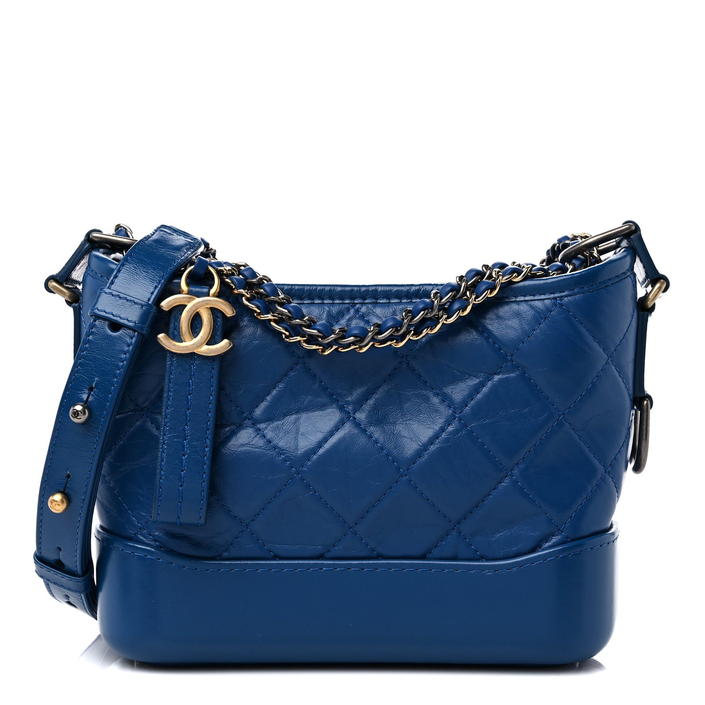 Aged Calfskin Quilted Small Gabrielle Hobo Blue