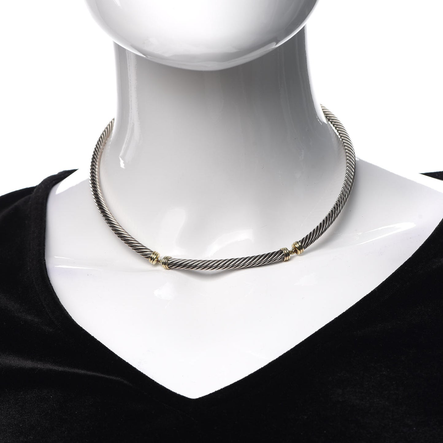 Sterling Silver 14K Yellow Gold Cable Metro Collar Necklace