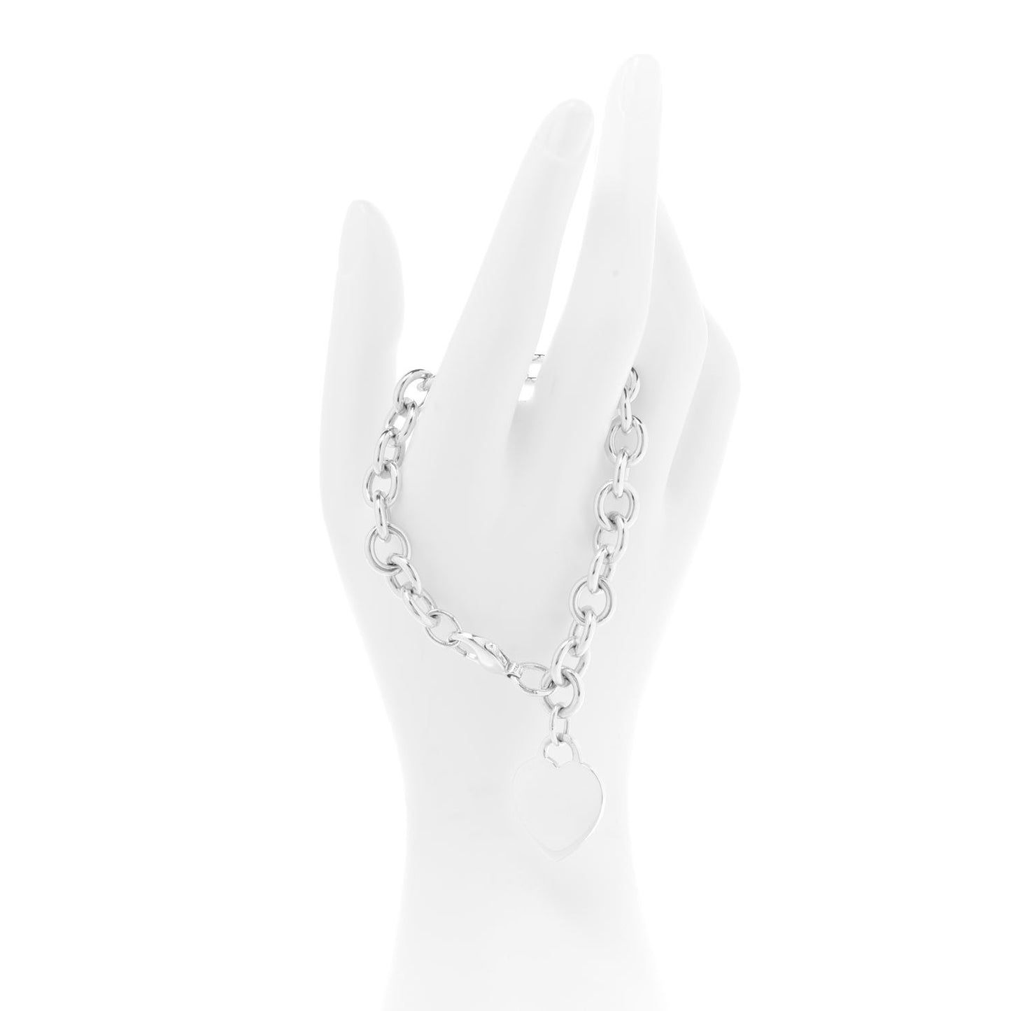 Sterling Silver Heart Tag Charm Bracelet