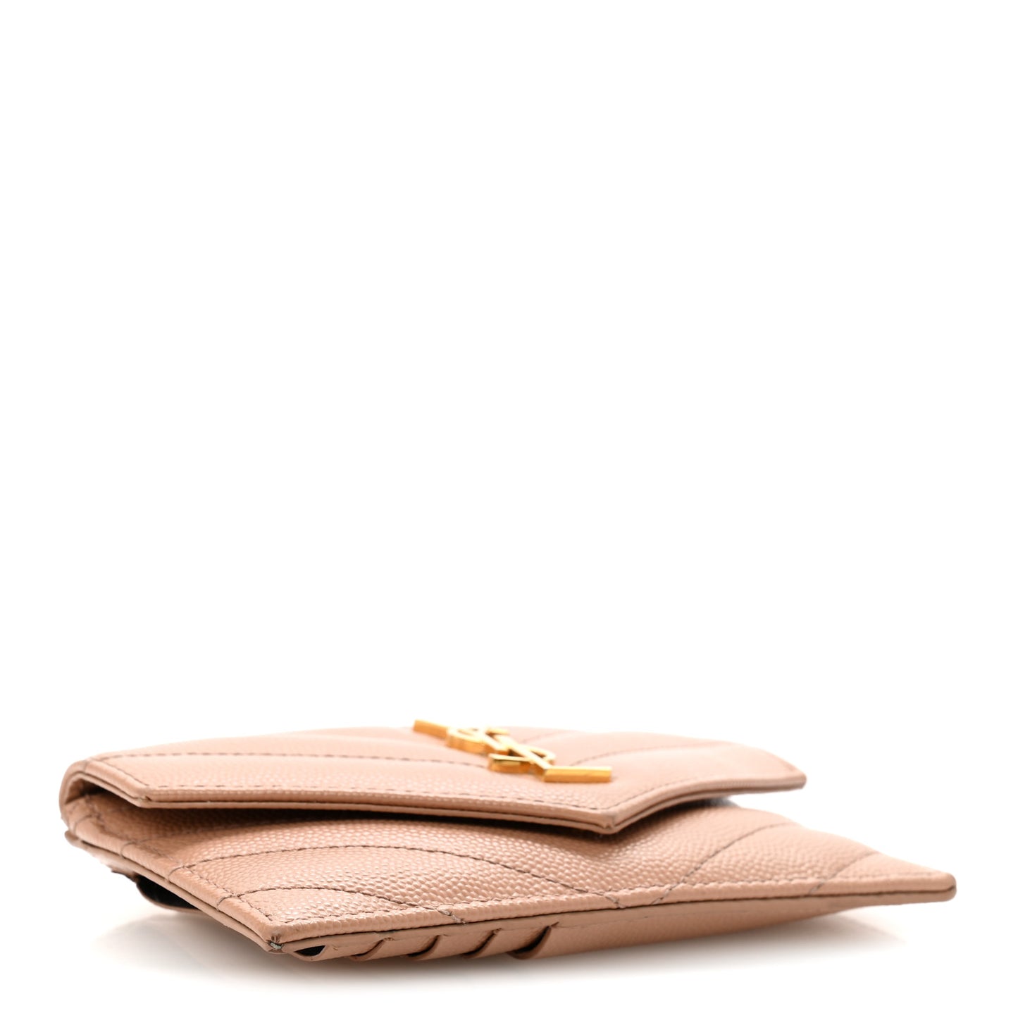 Grain De Poudre Matelasse Chevron Monogram Compact Wallet Case Dark Beige