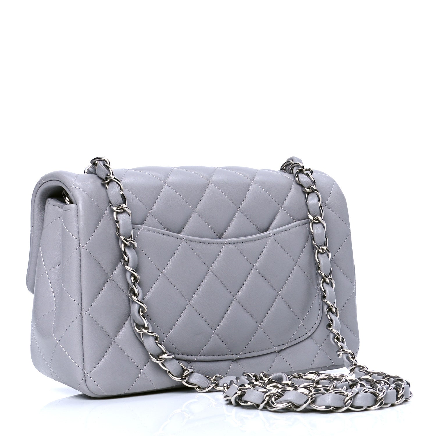 Chanel Lambskin Quilted Mini Rectangular Flap Grey 2 of 4
